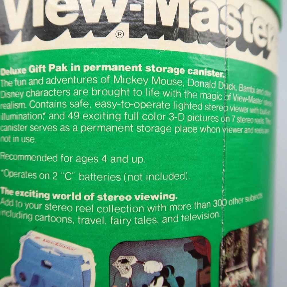 Vintage View-Master Lighted Viewer Blue with lot of reels Disney Bambi‎ Snoopy